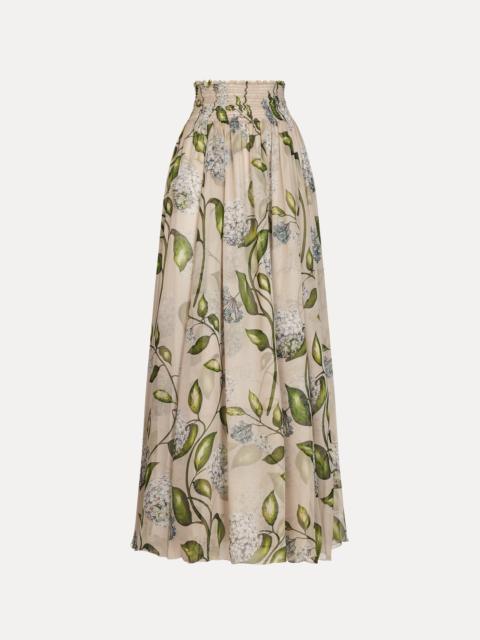 PORCELAIN FLOWER CHIFFON MAXI SKIRT