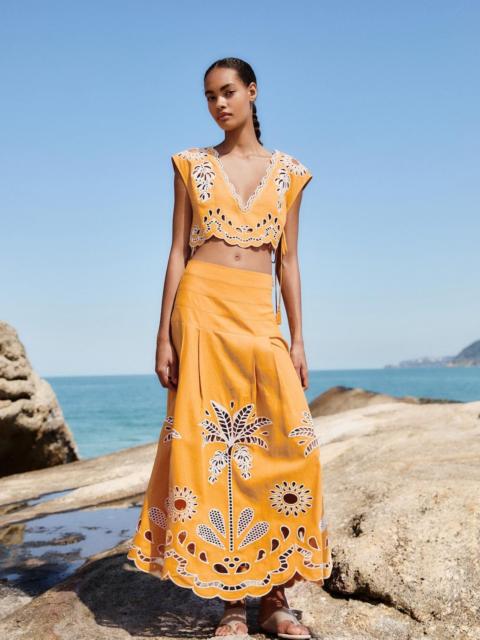Camel Tropi Embroidery Skirt