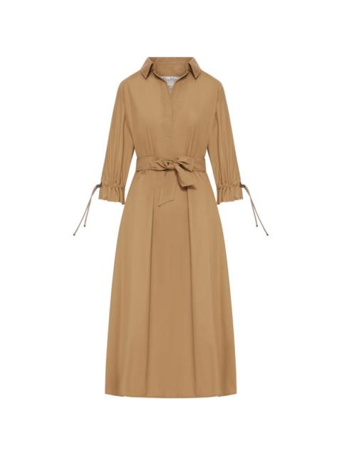 tie-cuffs collared midi dress