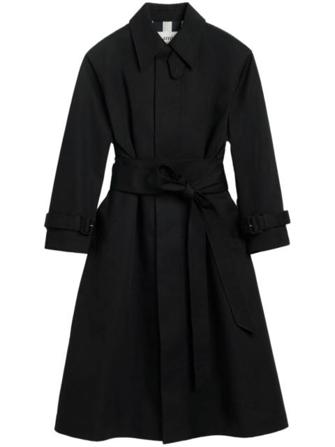 belted cotton trench coat
