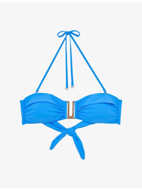 Carina Removable-Strap Stretch-Woven Bikini Top