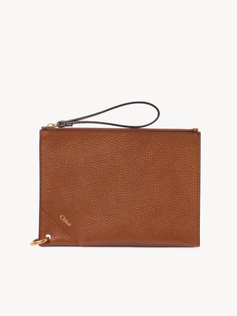 CHLOÉ SPIN ZIPPED POUCH IN GRAINED LEATHER