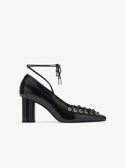 LACE UP BUTTERFLY HIGH PUMP IN BLACK