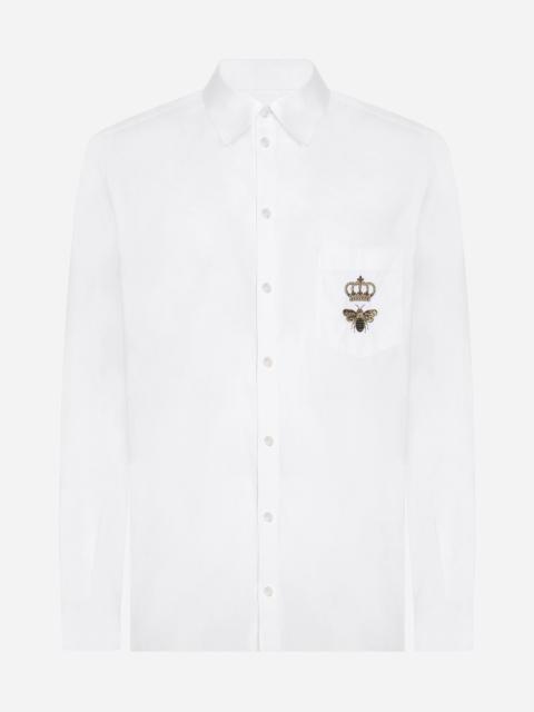 Cotton Martini-fit shirt with embroidery
