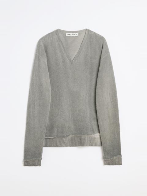Parallel V-Neck Grey Spray Dye Cherub Wool
