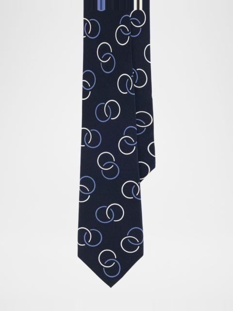 Men's Linked Circles Silk Crepe Tie