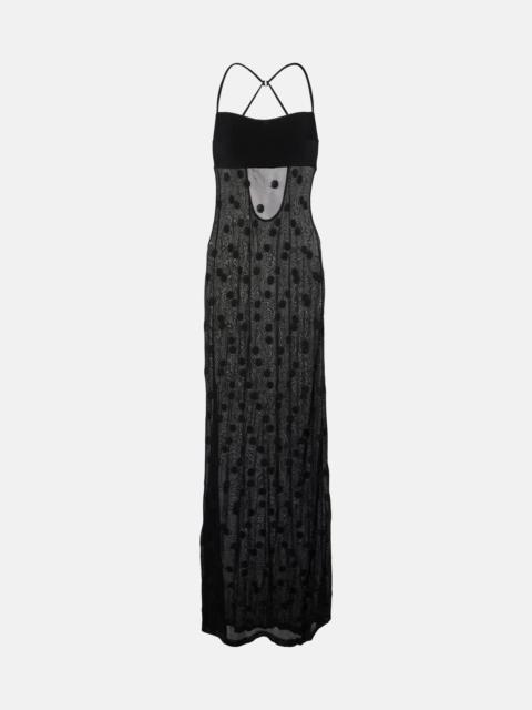 La Robe Maille Puntini polka-dot mesh gown