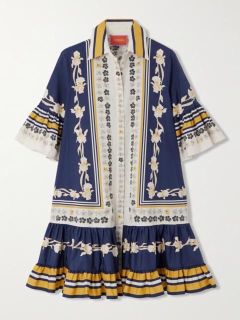 Choux Printed Cotton-poplin Mini Shirt Dress