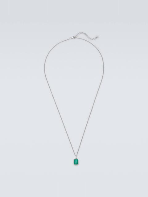 Sterling silver pendant necklace with malachite