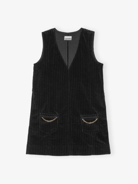 BLACK CORDUROY MINI DRESS