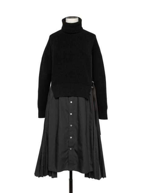 Wool Knit x Cotton Poplin Dress