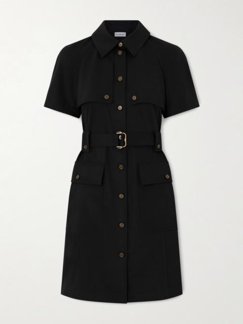 Belted Wool-twill Midi Shirt Dress