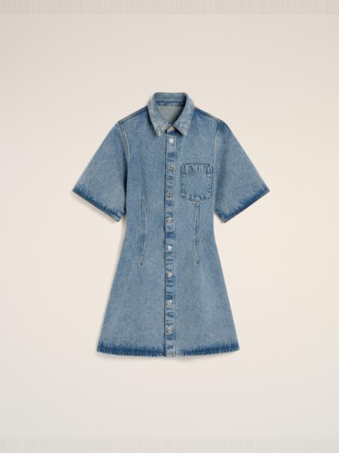 BLUE COTTON SHORT SLEEVE SHIRT DRESS