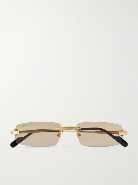 Première De Cartier Rimless Rectangular-frame Gold-tone Sunglasses