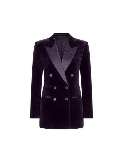 DOUBLE BREASTED PEAK LAPEL VELVET TUXEDO JACKET