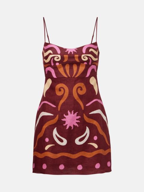Lucca printed linen minidress