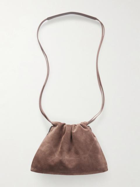 Bead-embellished Suede Shoulder Bag