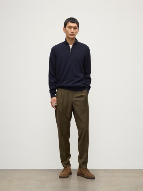 Rory Navy & Grey Classic Cashmere Contrast Zip Neck Jumper