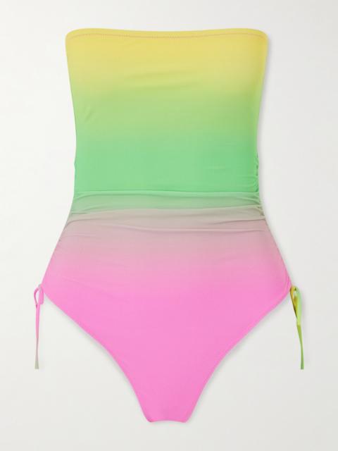 Venti Strapless Ruched Dégradé Swimsuit