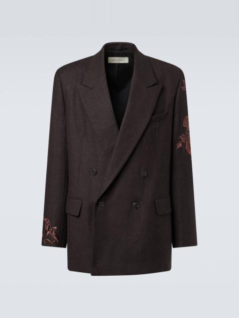 Floral double-breasted wool blazer