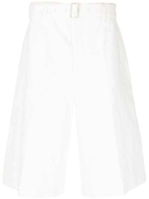 flared linen bermuda shorts