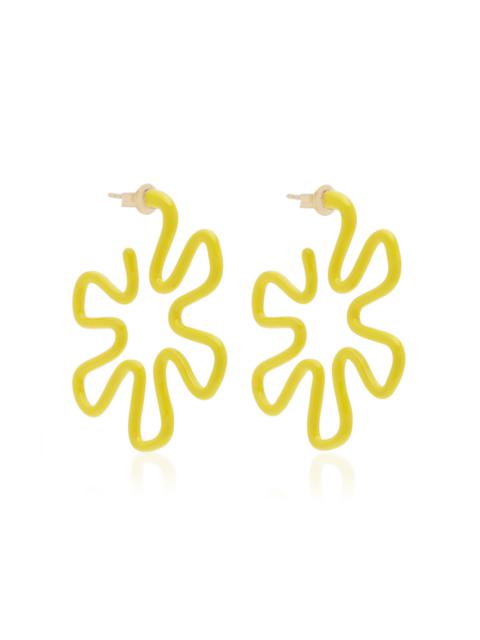 B 9K Yellow Gold Enameled Earrings yellow