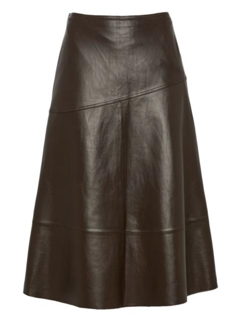 flared leather midi skirt