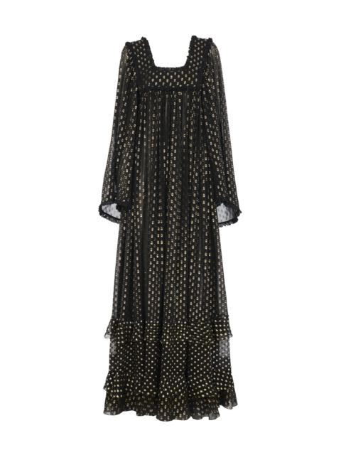 RUFFLED MAXI DRESS IN LIGHT SILK