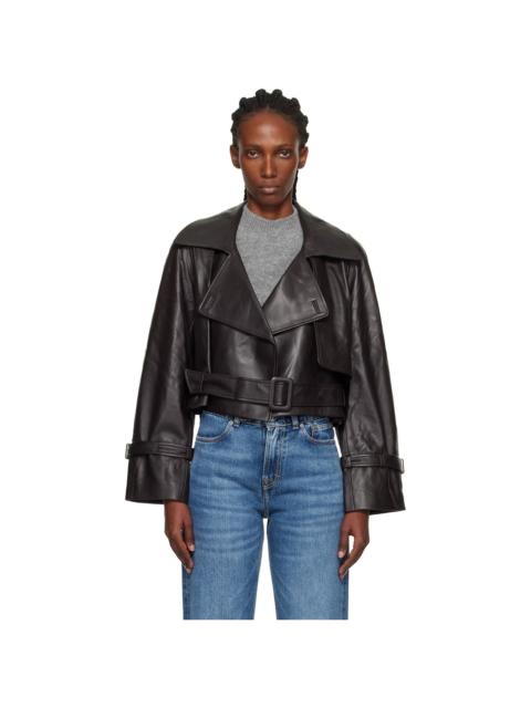 Brown Hatti Cropped Leather Jacket
