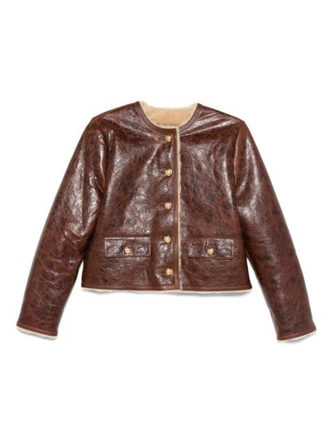 Zanie button leather jacket