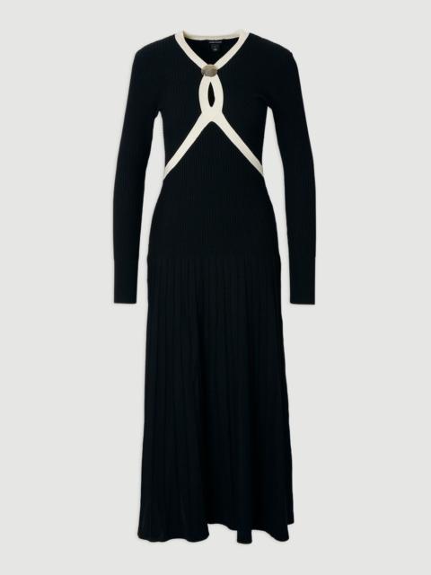 Petite Rib Knit Trim Detail Full Skirt Midi Dress