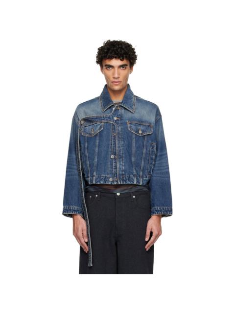 Blue Oversized Strap Denim Jacket