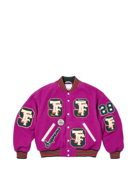Supreme Drill team patch-detail varsity jacket - FW25J48 MAGENTA