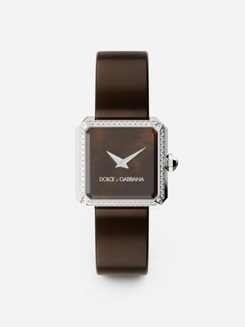 Sofia steel watch with colorless diamonds