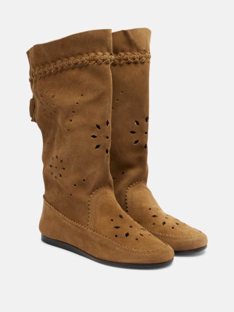 Welky laser-cut suede mid-calf boots