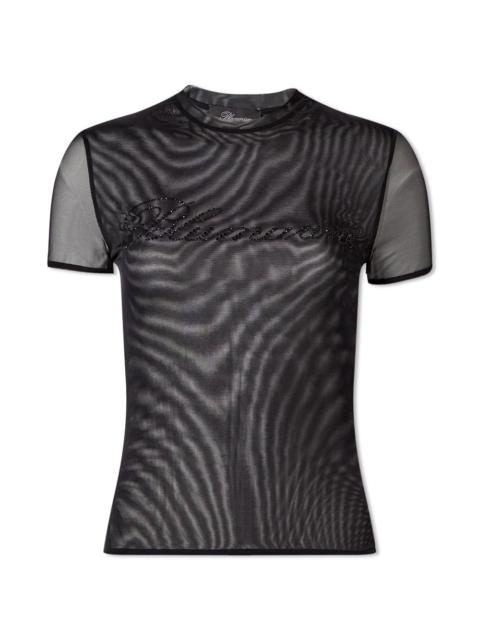 Blumarine Cystal Logo Mesh T-Shirt