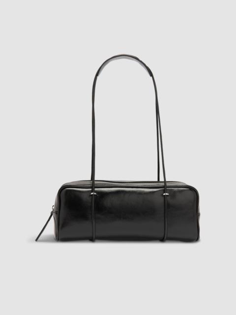 Kimberly Black Glossy Textured Leather Shoulder Bag