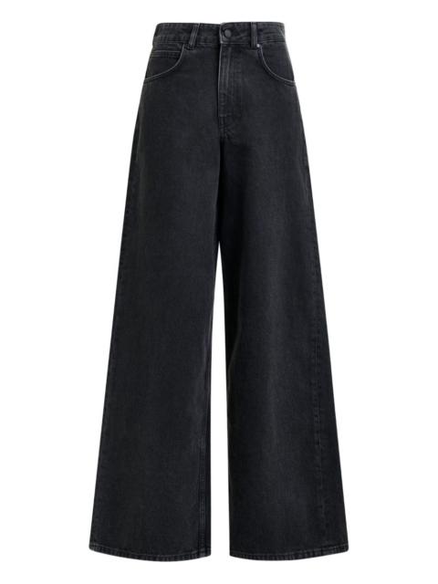 coated-pocket wide-leg jeans
