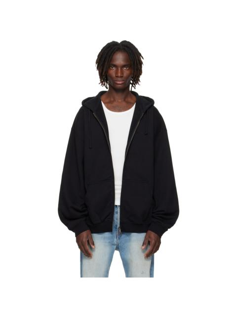 Black Logo Oversized Zip-Up Hoodie