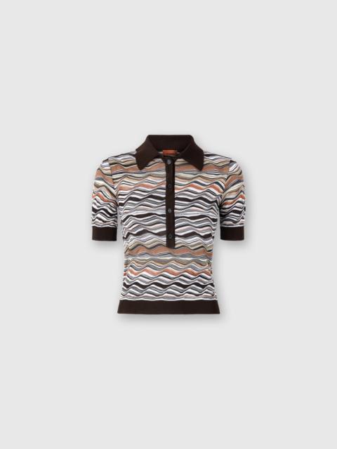 Short Sleeve Polo with Wave Pattern