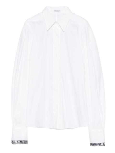 point-collar embellished shirt