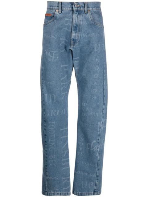 printed straight leg jeans