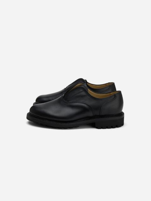 Laceless Oxford - Black Waxy Leather
