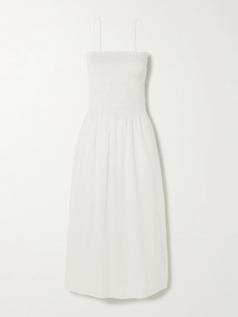 Geriba Smocked Linen Midi Dress