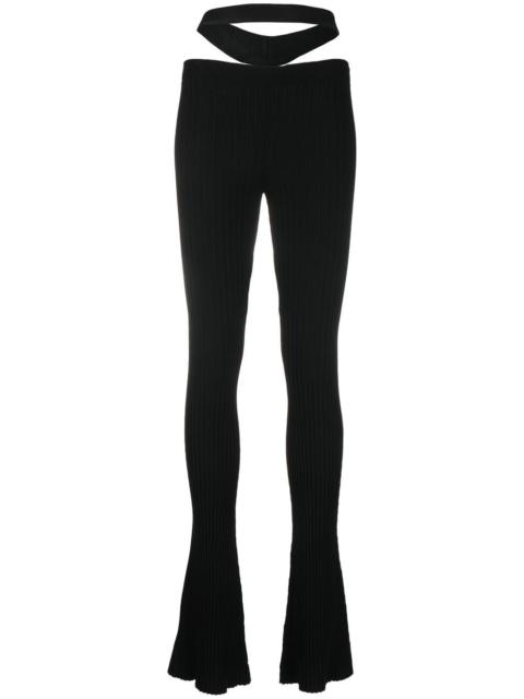 cut-out ribbed-knit trousers