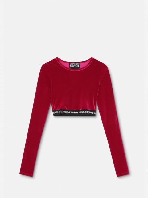 Logo Velvet Crop Top