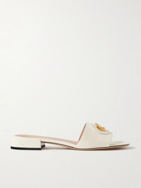 VLogo embellished leather slides Ivory