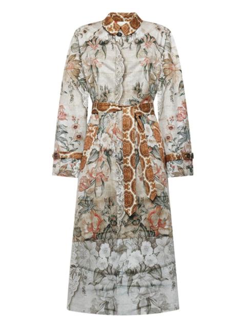 floral-print coat