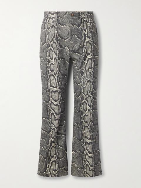 Ezra Snake-print Recycled Mid-rise Bootcut Jeans