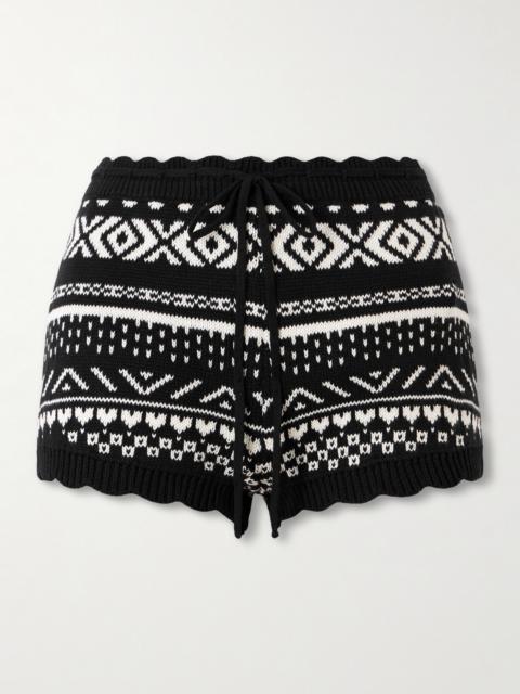 Shea Scalloped Cotton-jacquard Shorts